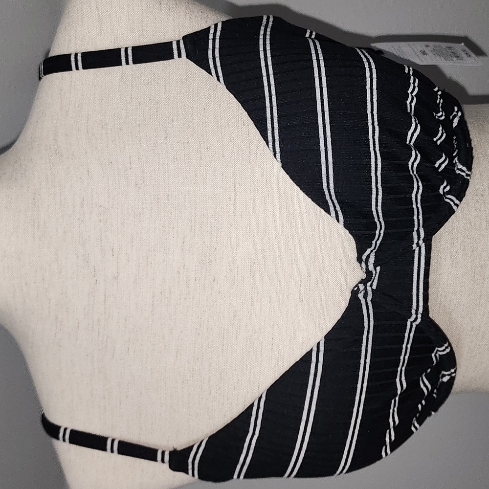 ☀️Black and White Striped Bikini Top Shade & Shore, 36D